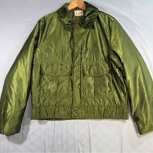 Vintage Butwin Varsity Jacket Mens 42 Green Quilted Nylon Insulated Pockets 60s
